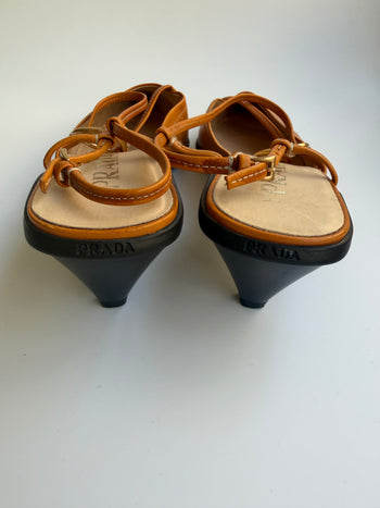 Prada early 00’s orange leather slingback courts