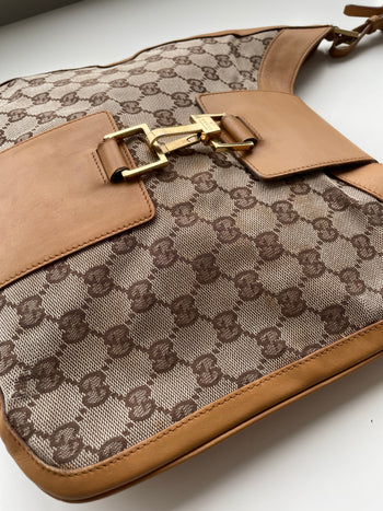 Gucci Jackie GG canvas shoulder hobo bag