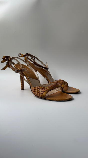 Christian Dior Galliano era phyton leather open heels 39