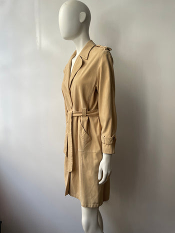 Salvatore Ferragamo beige nubuck trench coat