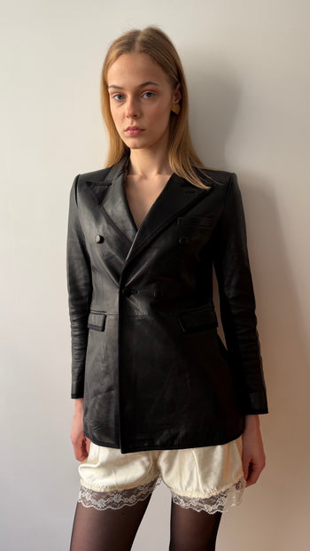 Yves Saint Laurent FW2018 runway structured leather blazer