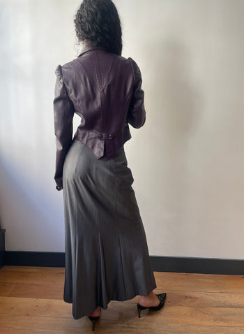 Temperley London deep purple gothic style leather jacket