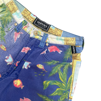 Versace vintage ocean-theme printed jeans