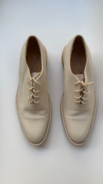 Armani off-white nubuck leather lace-up shoes 37.5