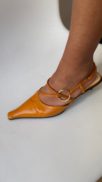 Prada early 00’s orange leather slingback courts
