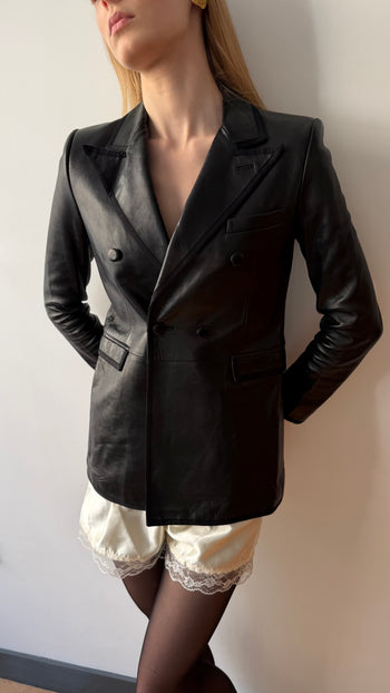 Yves Saint Laurent FW2018 runway structured leather blazer