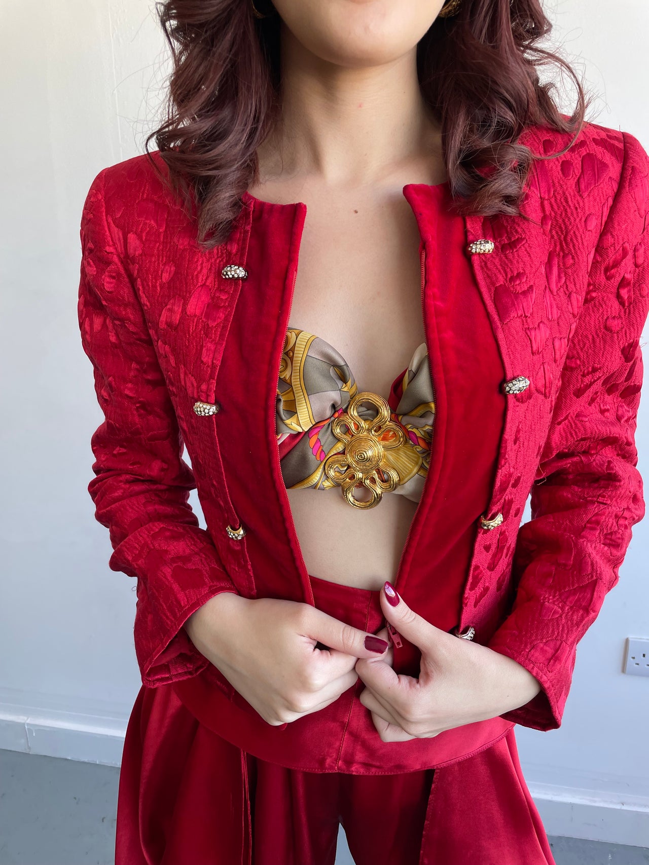 1980’s Valentino cropped red jacket