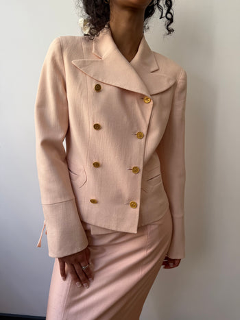 Christian Lacroix vintage double-breasted pastel pink blazer