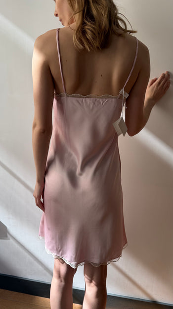 Christian Dior 1980’s pink lace applique night slip dress XS