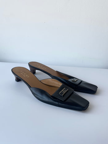 Gucci Tom Ford era black leather mules