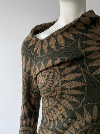 Dries Van Noten asymmetric wool printed jumper