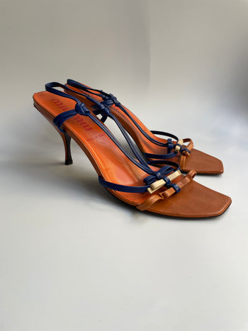 Miu Miu vintage orange strap slingback courts 40.5 IT