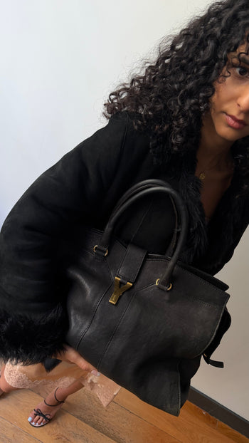 YSL Cabas Chyc black leather Large tote bag