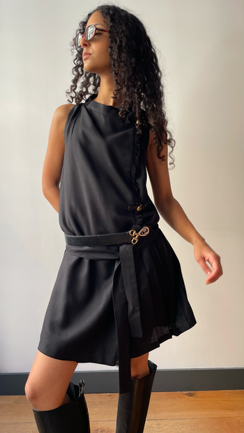 Gucci A/W 2008 black wool pinafore style dress 38IT