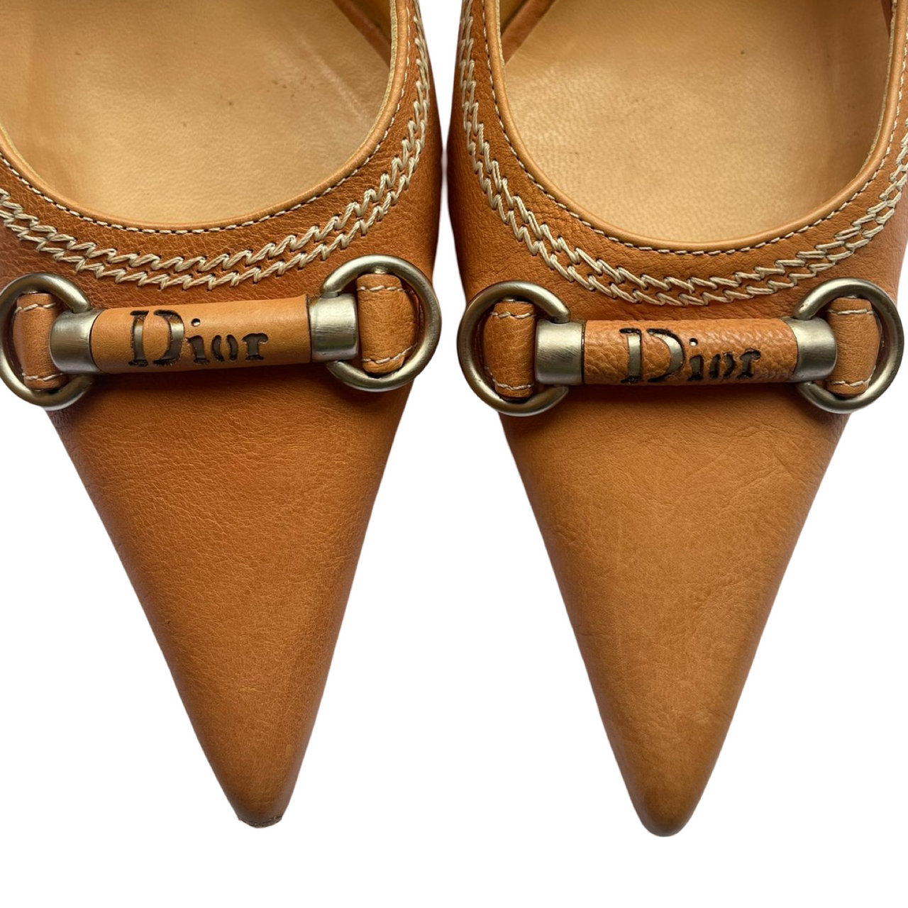 Dior tan leather slingback courts 39