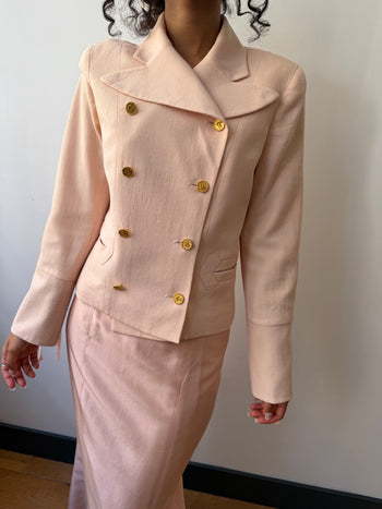 Christian Lacroix vintage double-breasted pastel pink blazer
