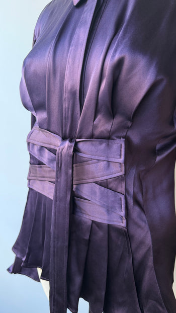 Yves Saint Laurent Rive Gauche early 2000’s purple silk blouse