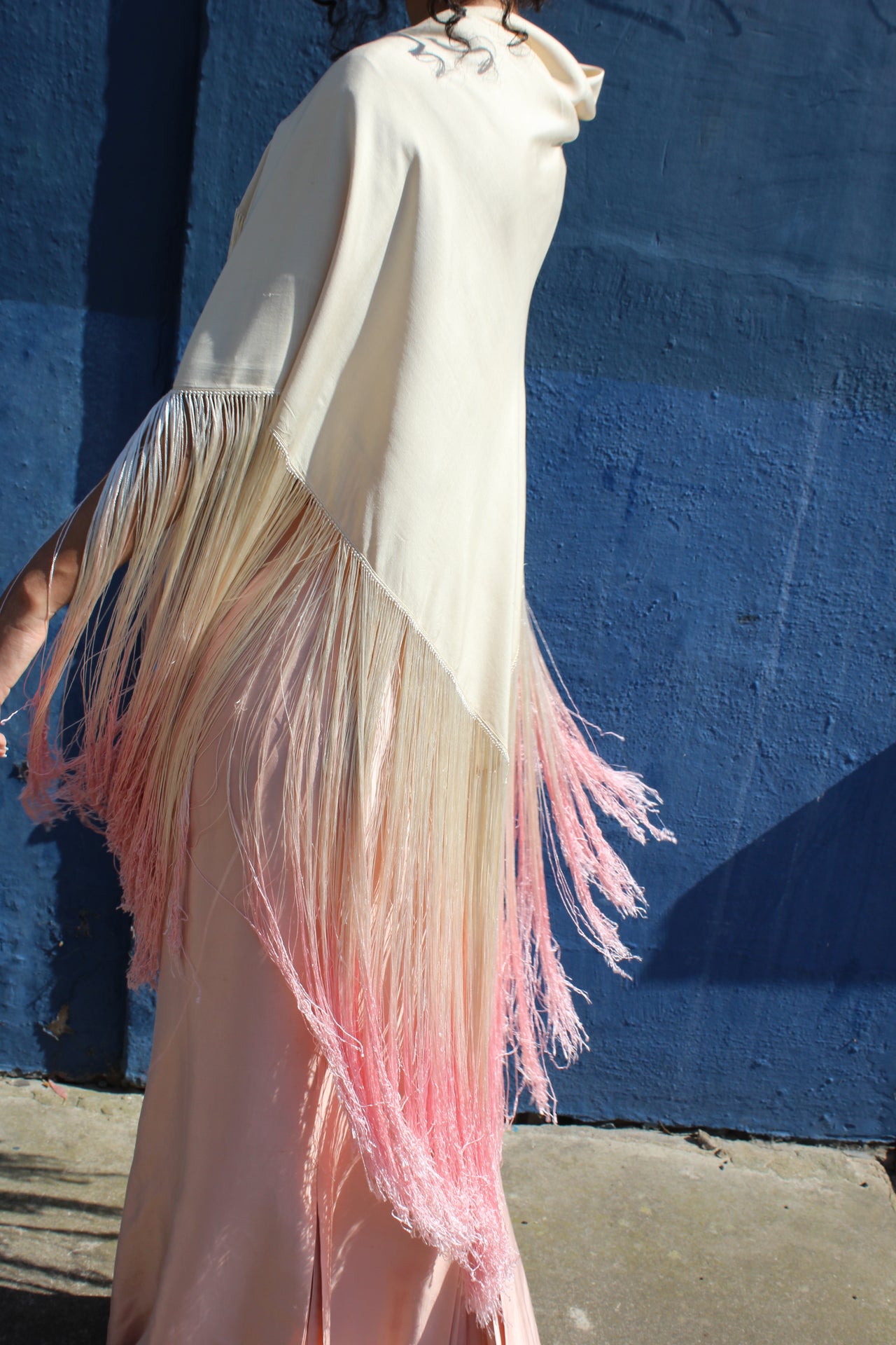 1920’s fringed ombre silk shawl