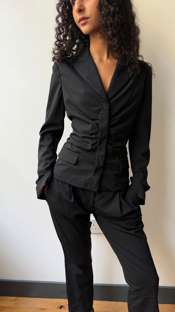 Prada early 2000’s vintage ruched waist fitted trouser suit