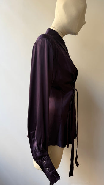 Yves Saint Laurent Rive Gauche early 2000’s purple silk blouse