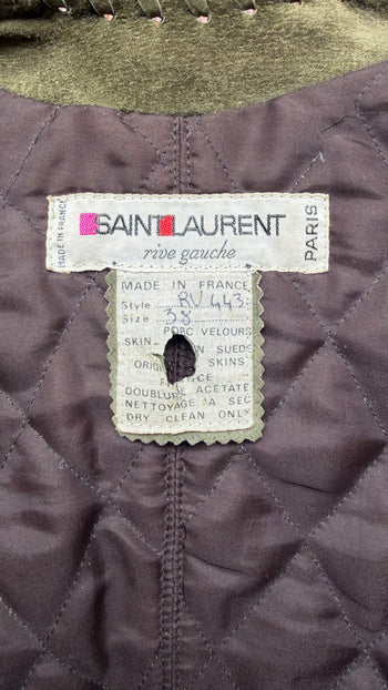 Yves Saint Laurent 1970’s vintage green suede leather jacket