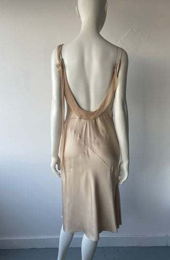 Prada pure silk beige satin slip dress 44 IT