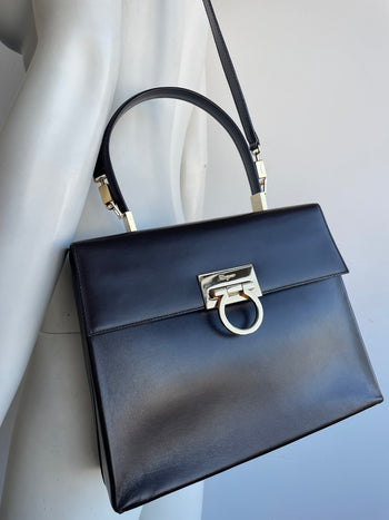 Salvatore Ferragamo Iconic Top-Handle brown leather handbag