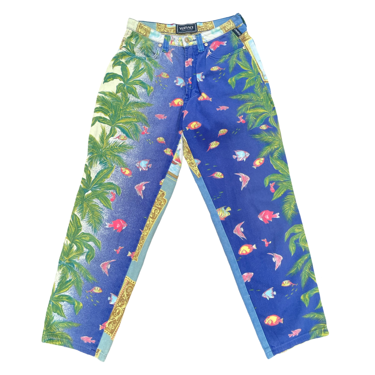 Versace vintage ocean-theme printed jeans