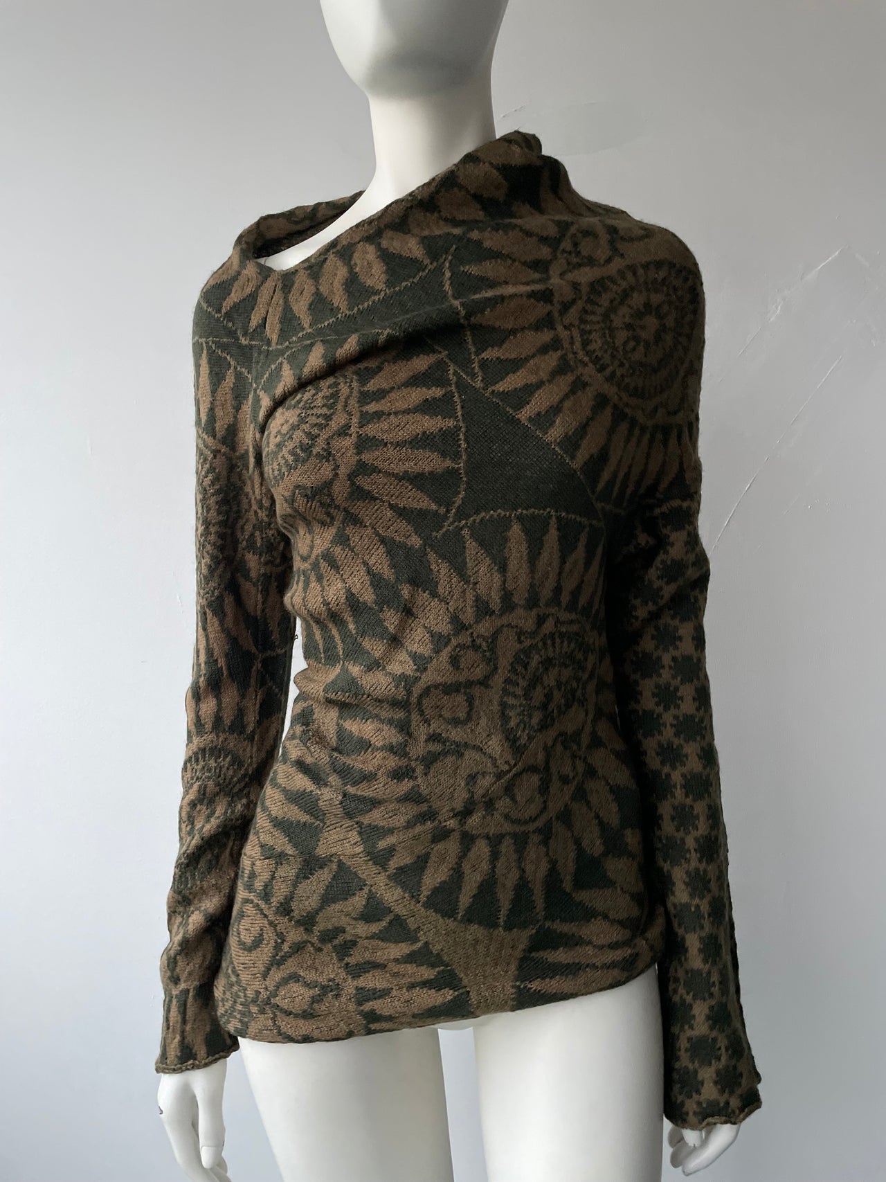 Dries Van Noten asymmetric wool printed jumper