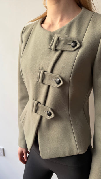 Emporio Armani wool asymmetrical closure wool jacket XS-S