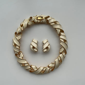 Givenchy vintage white ecru enamel jewellery set