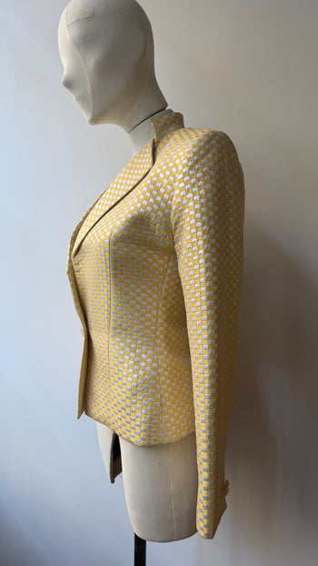 Yves Saint Laurent silver and yellow lame jacquard vintage blazer