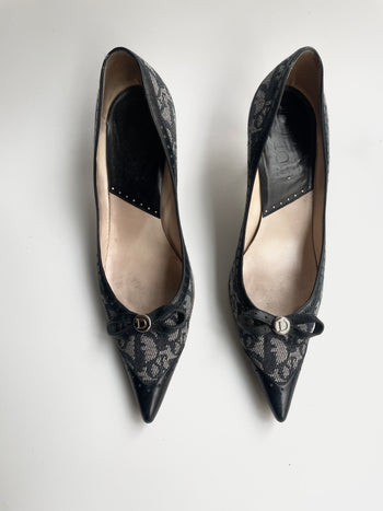 Dior navy oblique canvas monogram Galliano era courts 37.5