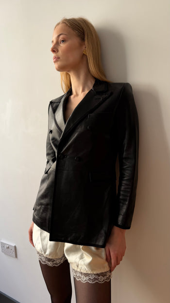 Yves Saint Laurent FW2018 runway structured leather blazer