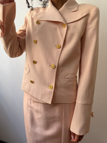 Christian Lacroix vintage double-breasted pastel pink blazer