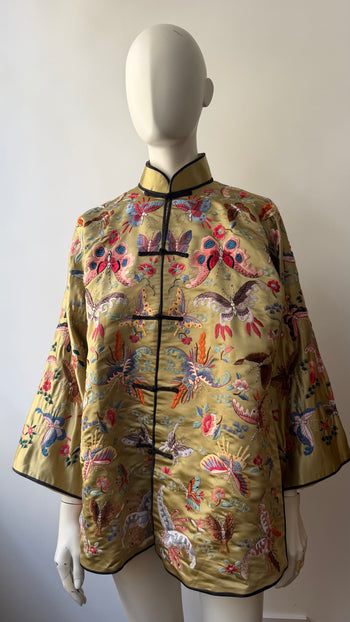1980’s Mandarin silk butterfly embroidered jacket