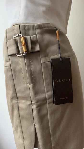 Gucci bamboo detail cargo style mini skirt 38IT