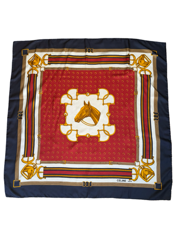 Celine vintage equestrian silk scarf
