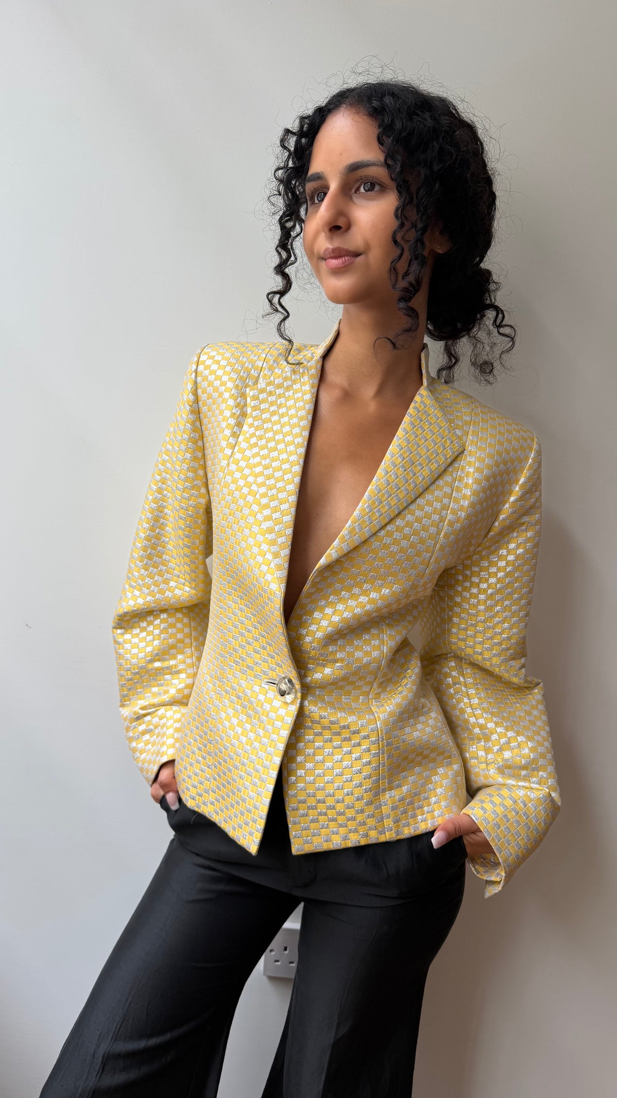 Yves Saint Laurent silver and yellow lame vintage blazer