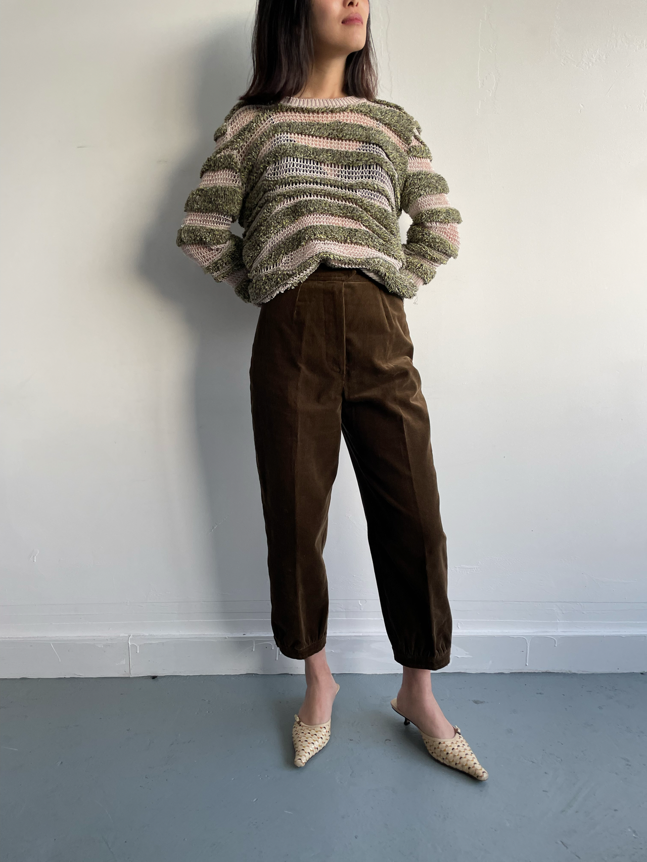 Yves Saint Laurent 1970’s vintage brown corduroy cropped trousers