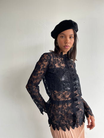 Giorgio Armani black crochet blouse