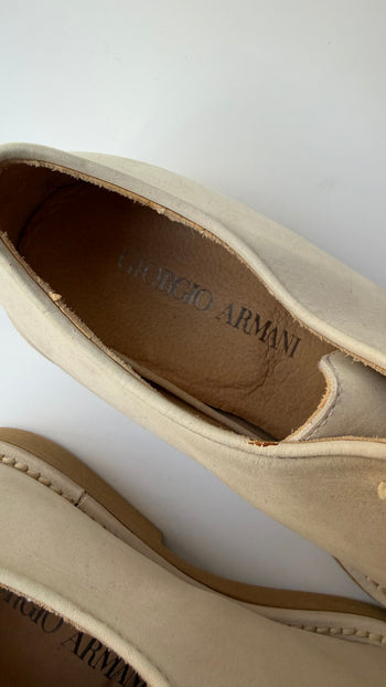 Armani off-white nubuck leather lace-up shoes 37.5