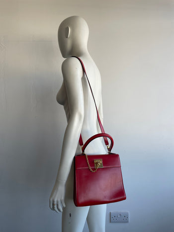 Celine vintage Top-Handle Bright Red Handbag