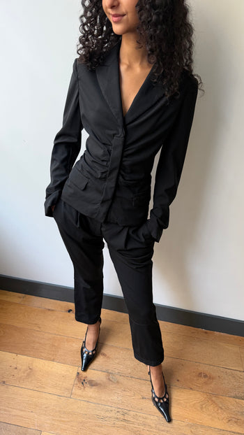 Prada early 2000’s vintage ruched waist fitted trouser suit