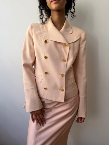 Christian Lacroix vintage double-breasted pastel pink blazer