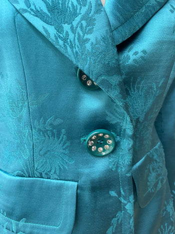 Yves Saint Laurent 1990’s vintage turquoise jacquard blazer