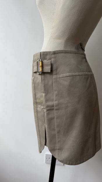 Gucci bamboo detail cargo style mini skirt 38IT