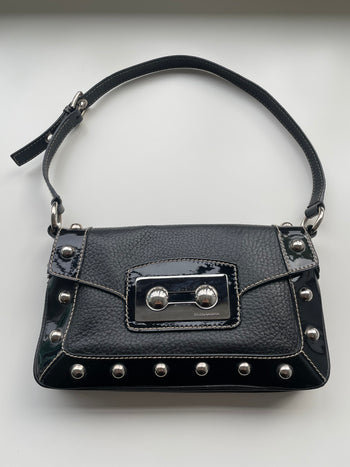 Dolce & Gabbana black leather and silver hardware shoulder bag