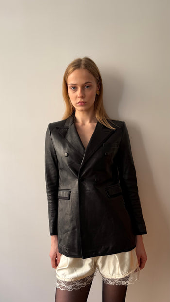 Yves Saint Laurent FW 2018 runway leather blazer