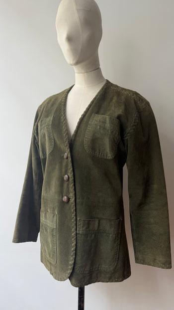 Yves Saint Laurent 1970’s vintage green suede leather jacket